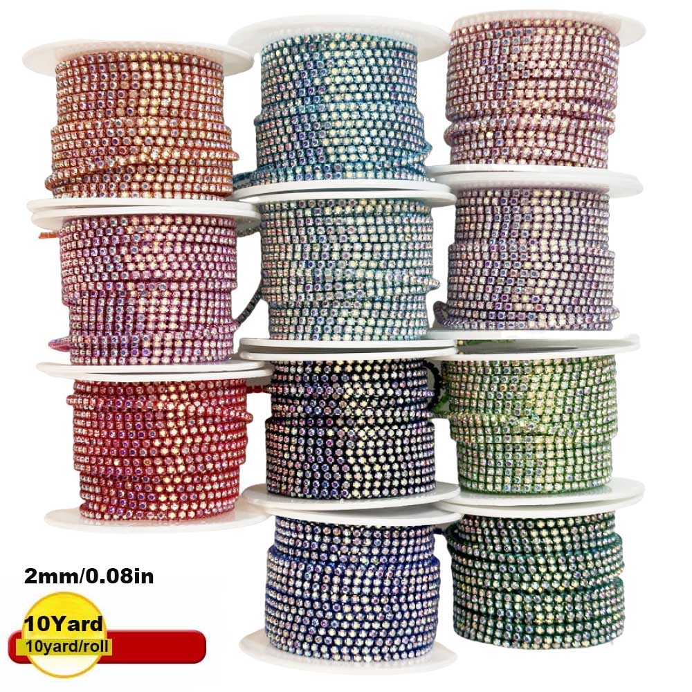 Sew On Rhinestone - 9 M ใหม่ 2 มม.คริสตัล AB