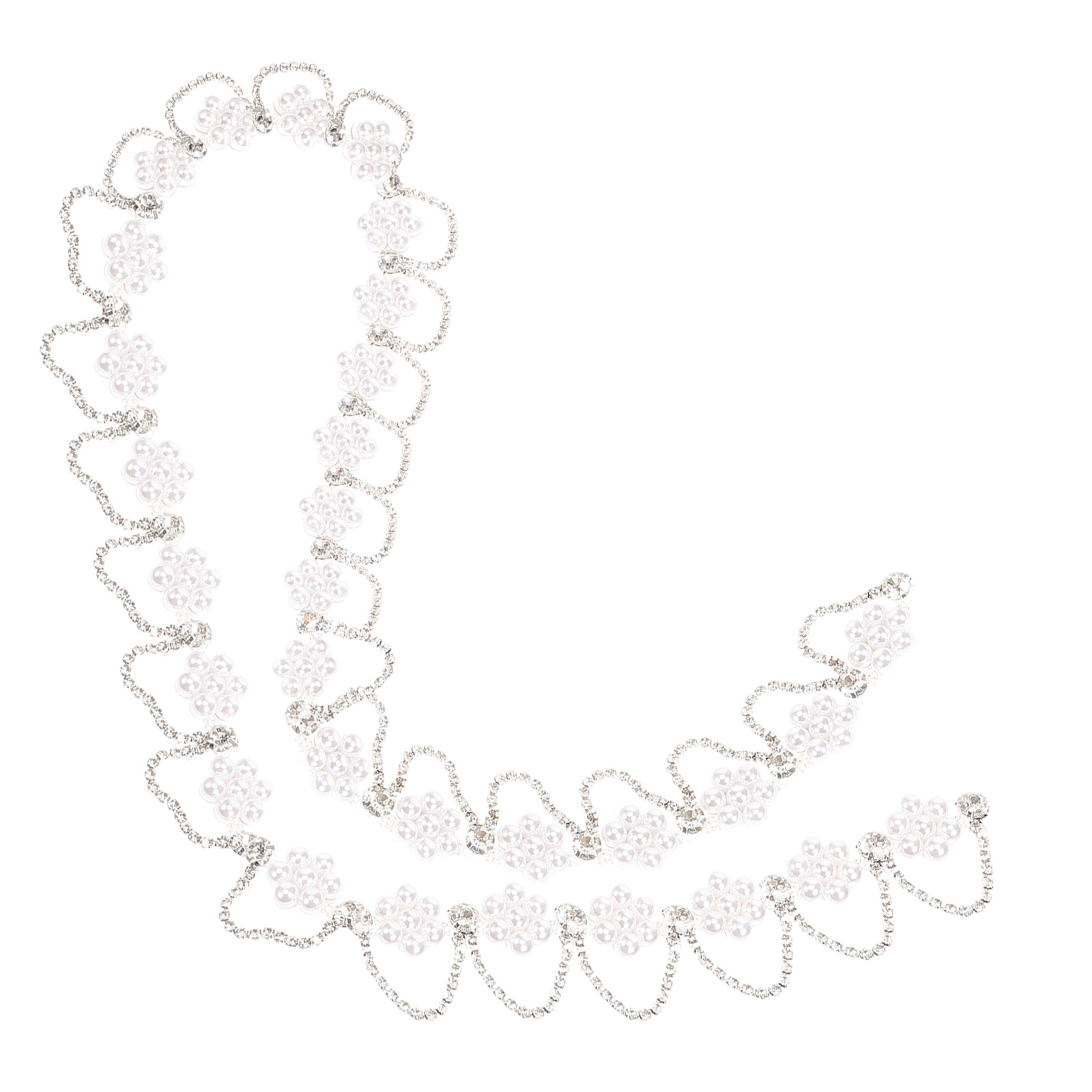 Pearl Trim Chain - สายโซ่ประดับมุกและคริสตัลคุณภาพพรีเมียมสำหรับตกแต่งเสื้อผ้า ที่คาดผม ชุดเดรส หมวก รองเท้า งานฝีมือ