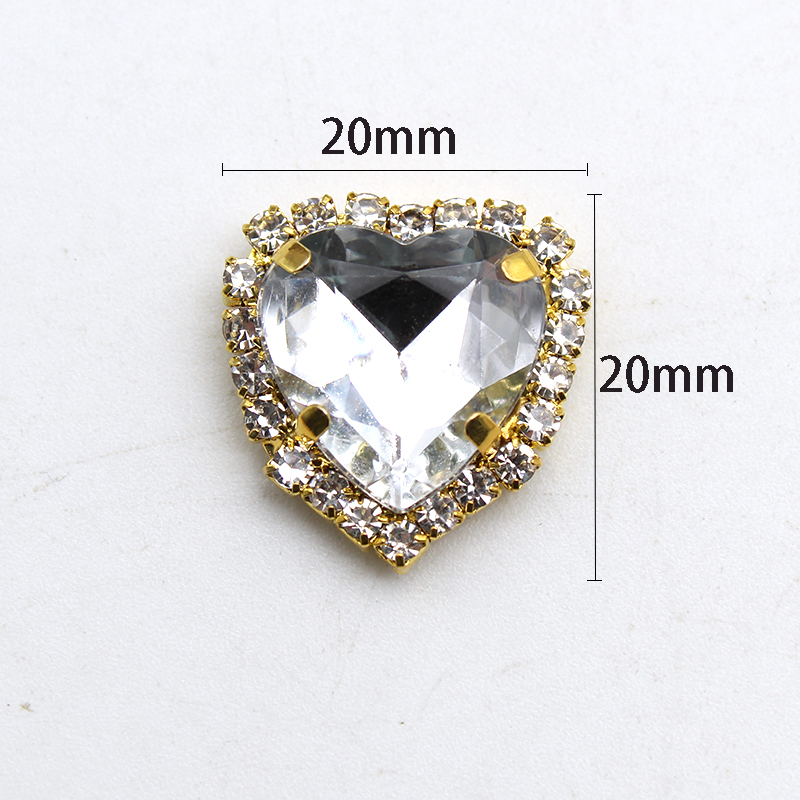 20mm 10pcs ทองแบนด้านล่างหัวใจ - Sew On Rhinestone บทวิจารณ์และราคา