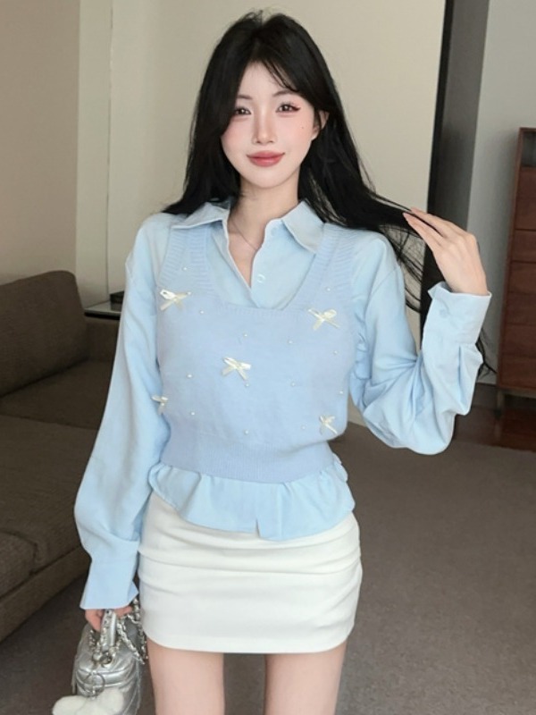 ชุดเสื้อกั๊กถักและเสื้อเชิ้ตสอ - Embellish Knit บทวิจารณ์และราคา