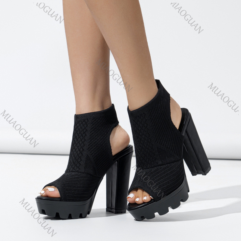 รองเท้าส้นสูงผู้หญิงแบบใหม่สำห - Embellish Knit บทวิจารณ์และราคา