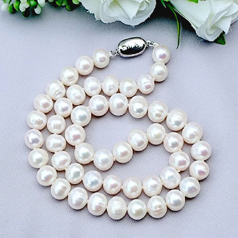 8-9 มม.ไข่มุกน้ําจืดธรรมชาติ 9 - Pearl Trim Chain บทวิจารณ์และราคา