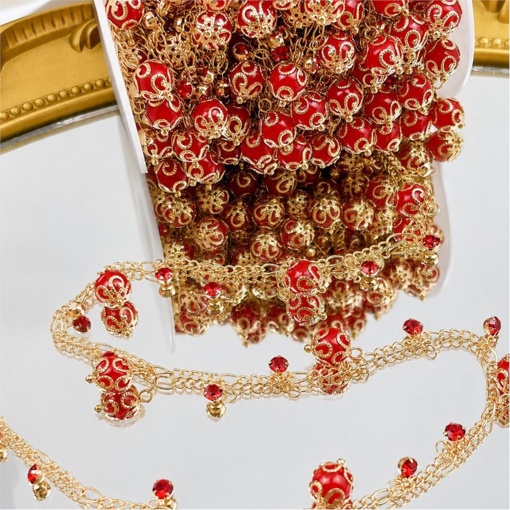 ลูกปัดแก้วขนาด 0.5 เมตร/1 เมตร - Pearl Trim Chain บทวิจารณ์และราคา
